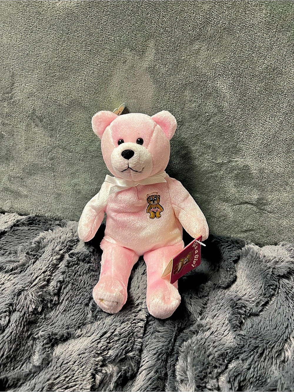 Holy Bears It’s A Girl Pink Bear Plush HolyBear Handmade 9”